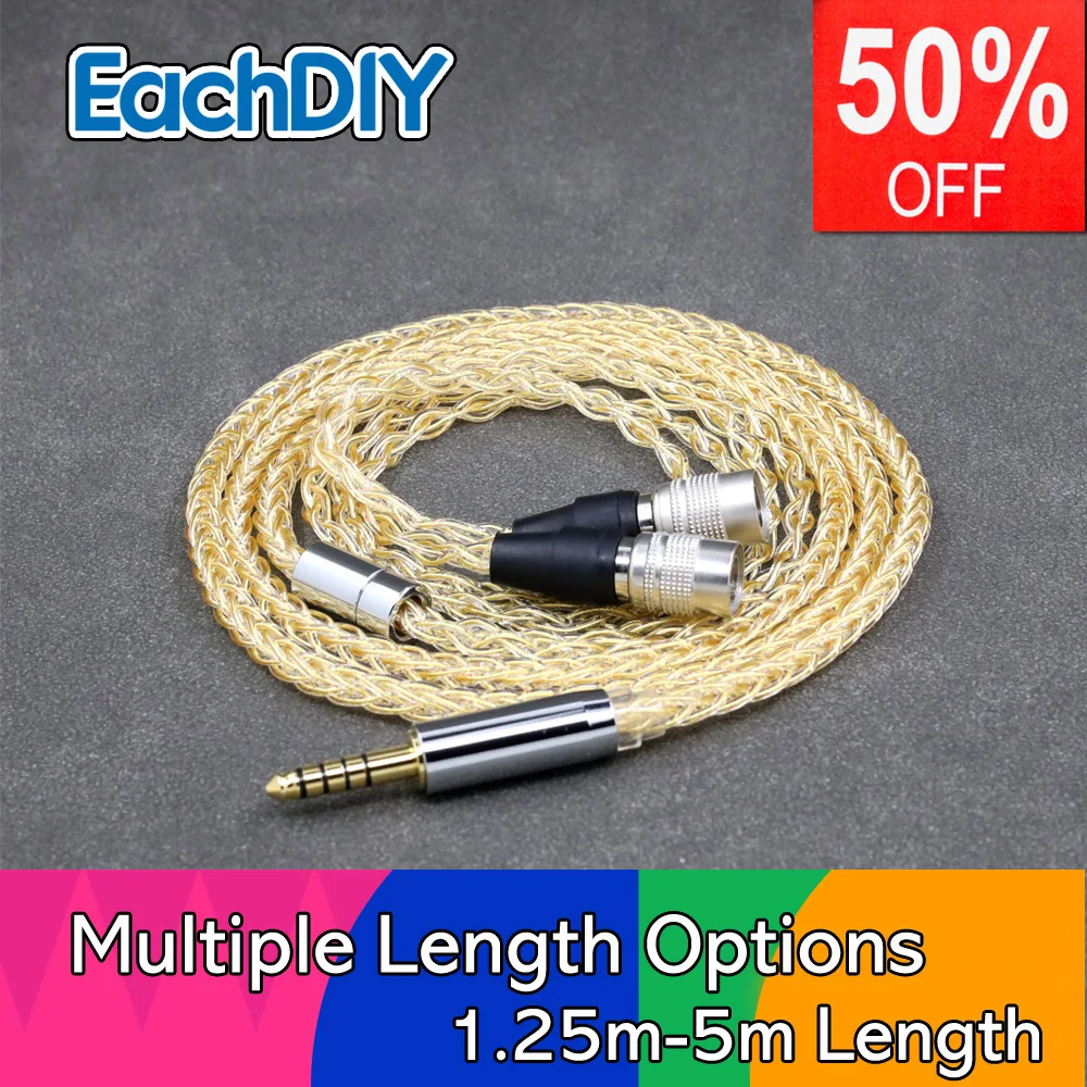 8 Core 99% 7n Pure Silver 24k Gold Plate Earphone Cable For Dan Clark Audio DCA NOIRE 2 RT XO X AEON STEALTH E3 EXPANSE LN008417