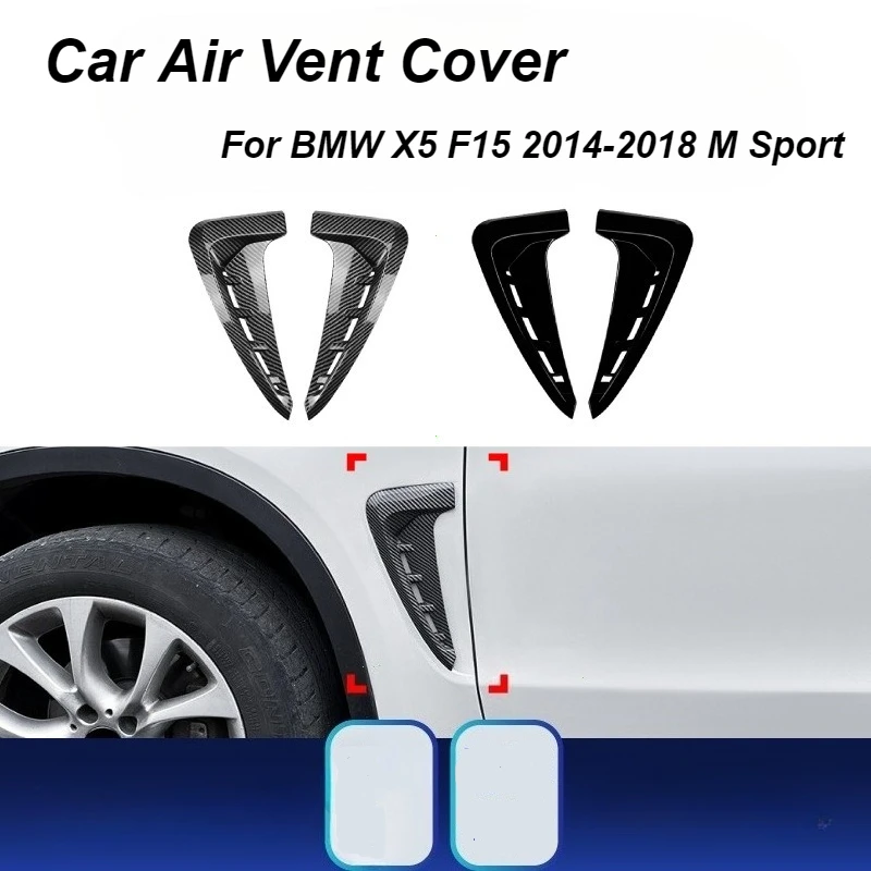 2PCS Car Air Vent Cover trim Panel Front Fender Grille Wings For BMW X5 F15 2014-2018 M Sport Sticker Tuning Side Shark Gills