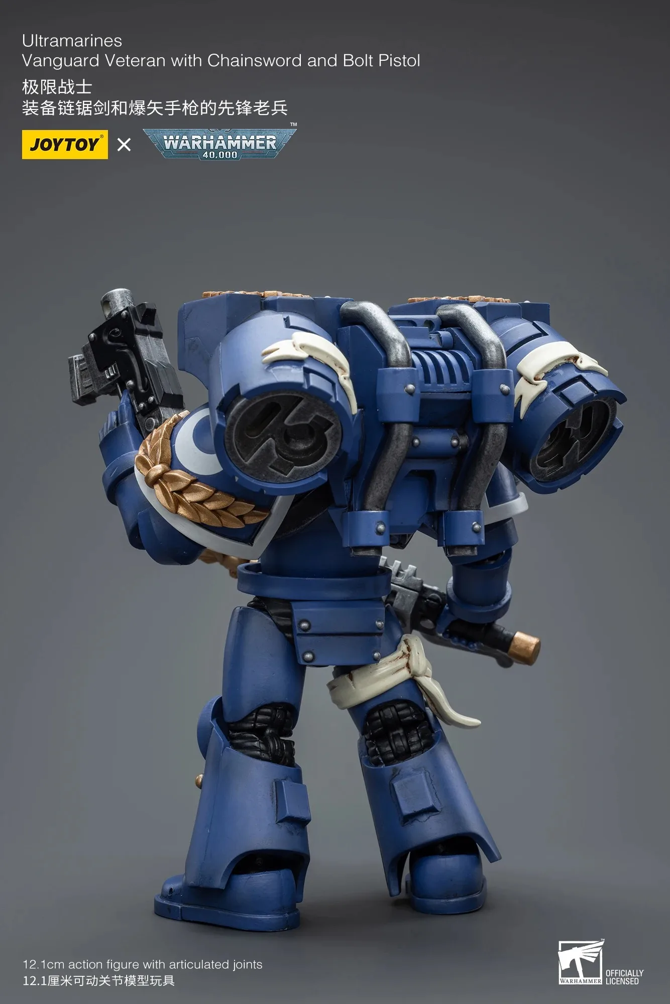 【Accessories】JOYTOY Warhammer 40K 1/18 Action Figure Ultramarines Vanguard Veteran with Chainsword and Bolt Pistol Model Toy