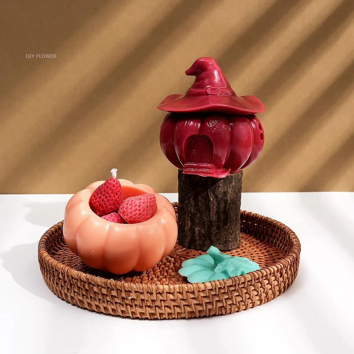 Halloween Pumpkin Candle Jar Silicone Mold DIY Handmade Gypsum Concrete Witch Pumpkin Storage Box 3D Craft Ornament Holiday Deco