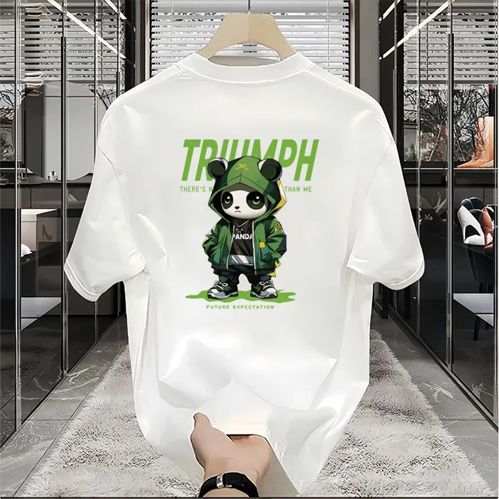 2025 Leisure high-end men's printed short sleeve T-shirt summer 100% cotton fashion brand loose top T-shirt - Image 6