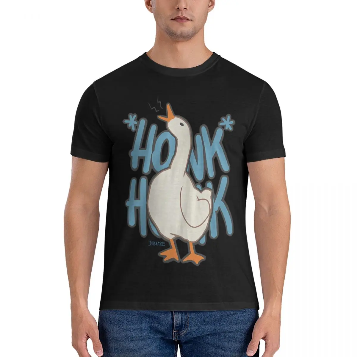 Honk Honk Mother Fcker T Shirt Men Pure Cotton Awesome T-Shirts Crewneck Untitled Goose Game Tee Shirt Short Sleeve Clothing