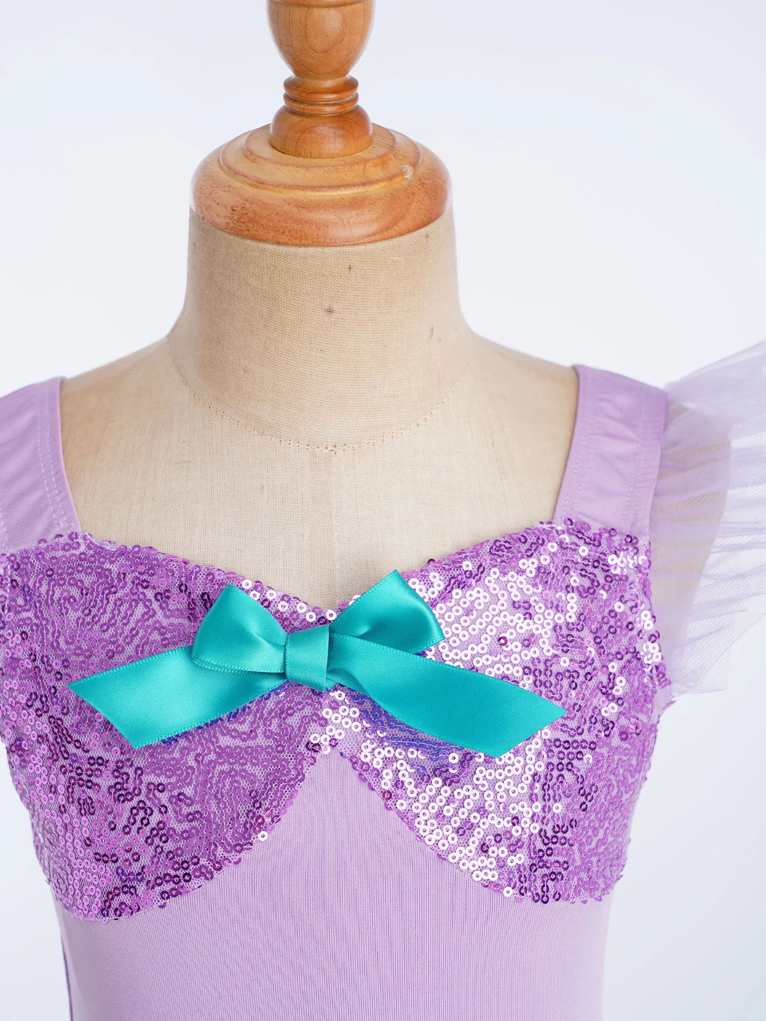 

Kids Girls Dance Tutu Ballet Ballerina Practice Performance Costume Ruffled Sleeves Bow Sequin Leotards Patchwork Tulle Skirted
