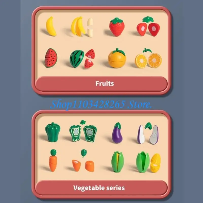 Realistic Peeling Cutting Fruit Vegs Kitchen Toy Kids Motor Skill Activity Toy G2TE