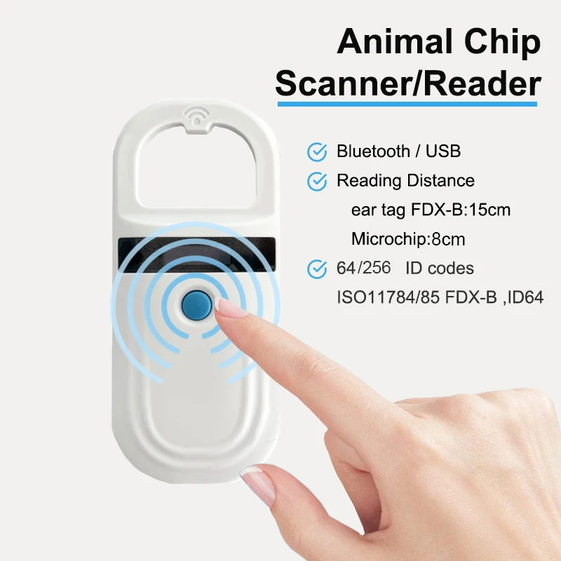 ISO CE,ROHS USB rechargeable RFID FDX-A,FDX-B microchip veterinary pet animal chip reader for dogs microchip scanner