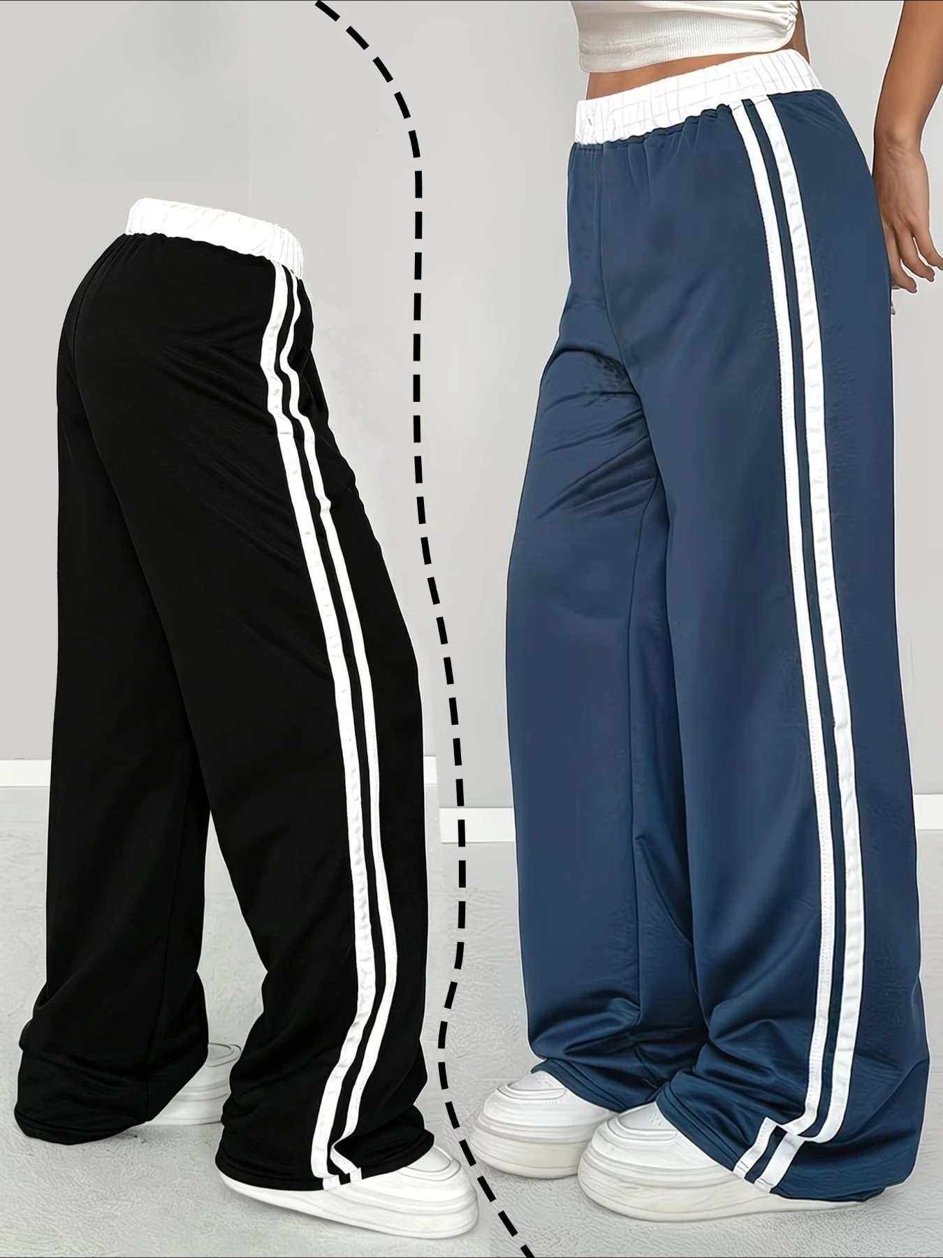 Trousers American Retro Style 01 Number-Striped Wide-Leg Pants High-Waisted Casual Athletic Pants Unisex Streetwear Sports Pants