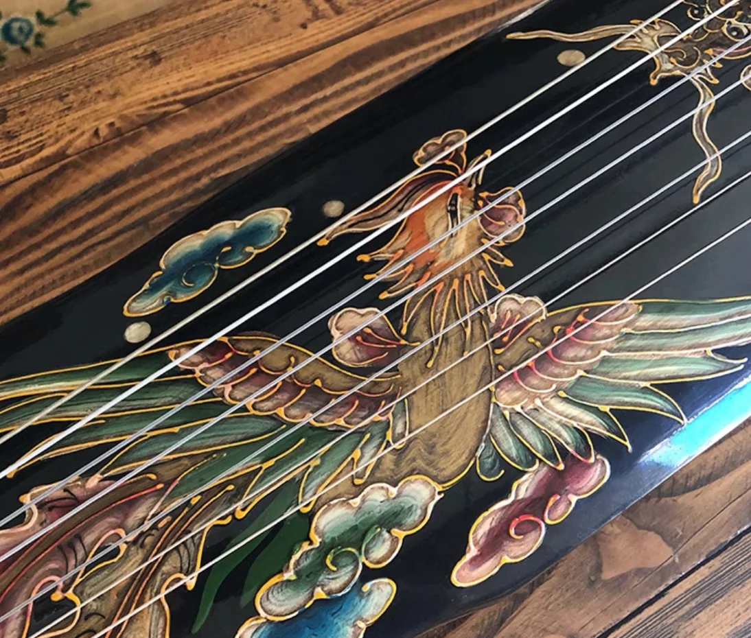 Guqin Fuxi Painted dragon map 7 strings Chinese stringed instruments