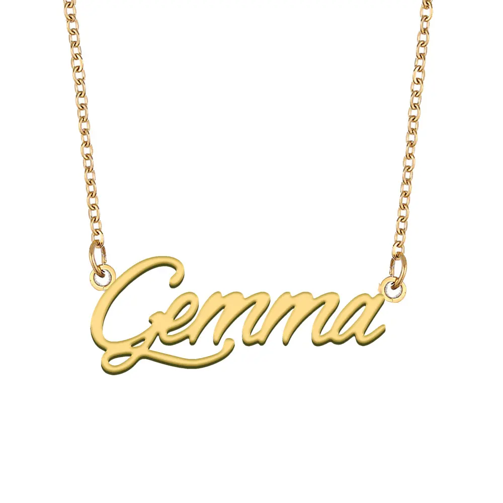 

Gemma Name Necklace for Women Stainless Steel Jewelry Gold Color Nameplate Pendant Collares Para Mujer Letters Choker