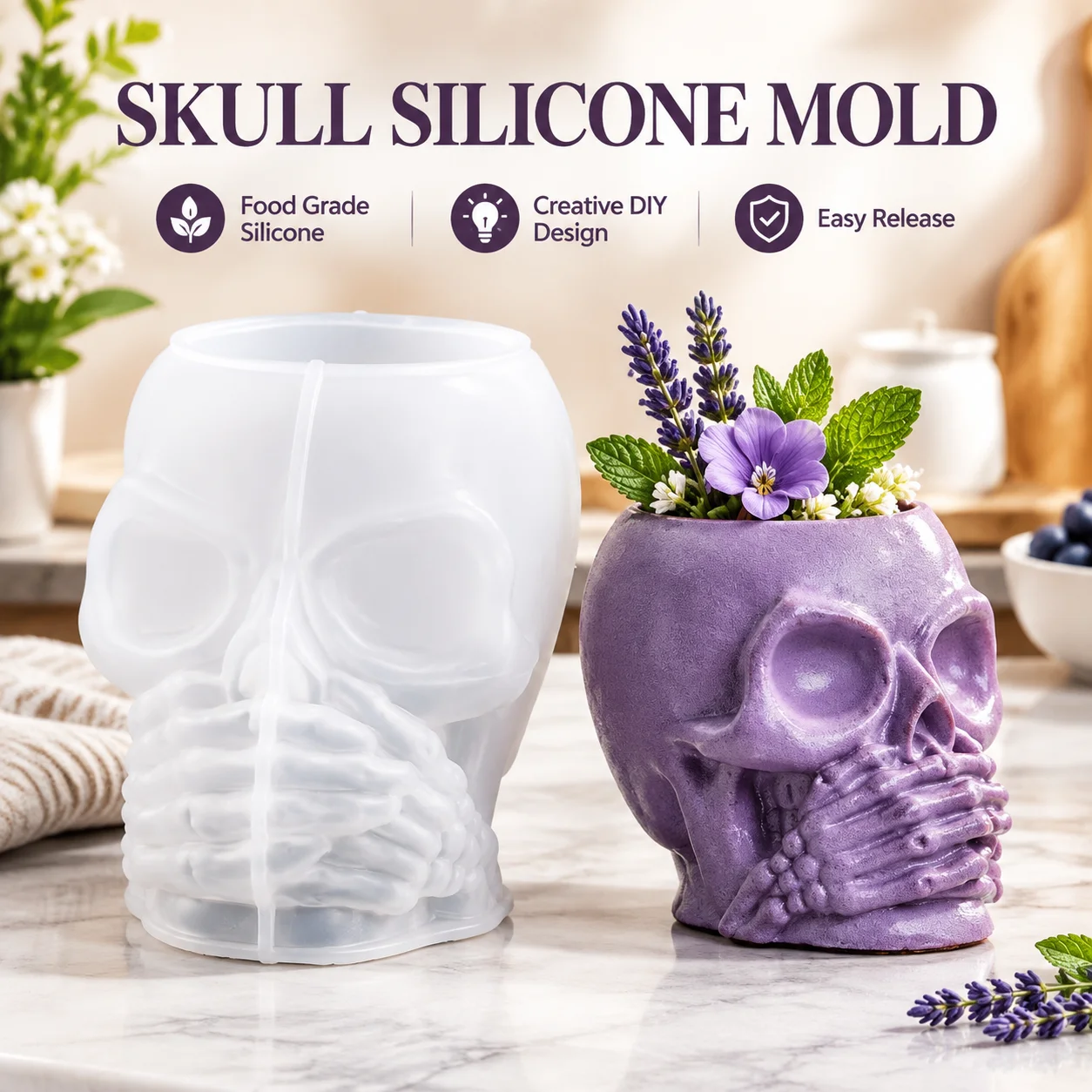 Skull Keychain Silicone Mold Rose Mini Skull Pendant Epoxy Resin Casting Halloween Ornament DIY Craft Decoration Supplies
