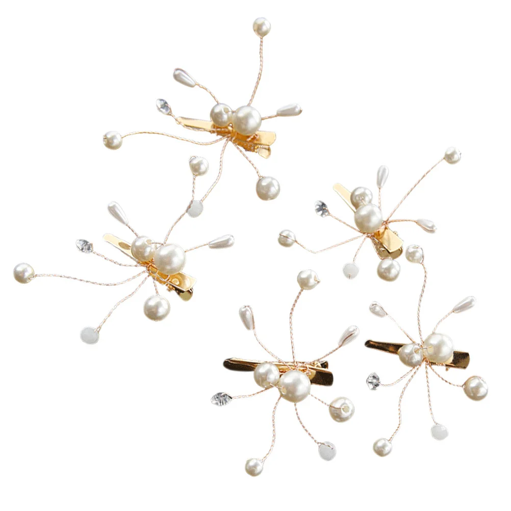 5 قطع من دبوس شعر الزفاف واللؤلؤ على شكل فراشة، قطعة شعر على شكل فيونكة، إكسسوار شعر الزفاف لوصيفات العروس والحفلات الراقصة، غطاء رأس أنيق #2