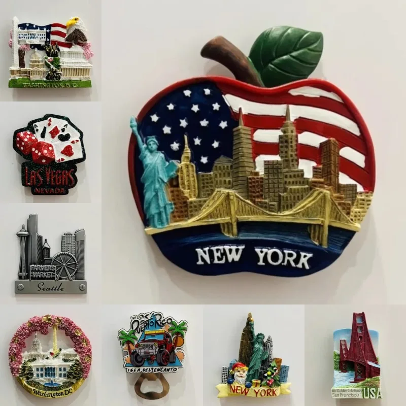 

United States Fridge Magnets Puerto Rico Souvenirs America Times Square Wall Street Washington D.C. New Orleans Fridge Stickers