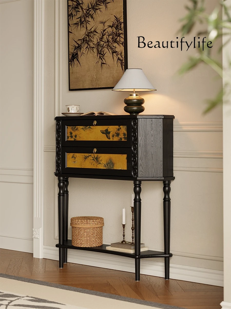 

Entrance table French retro living room decoration display cabinet solid wood medieval case designer fashion