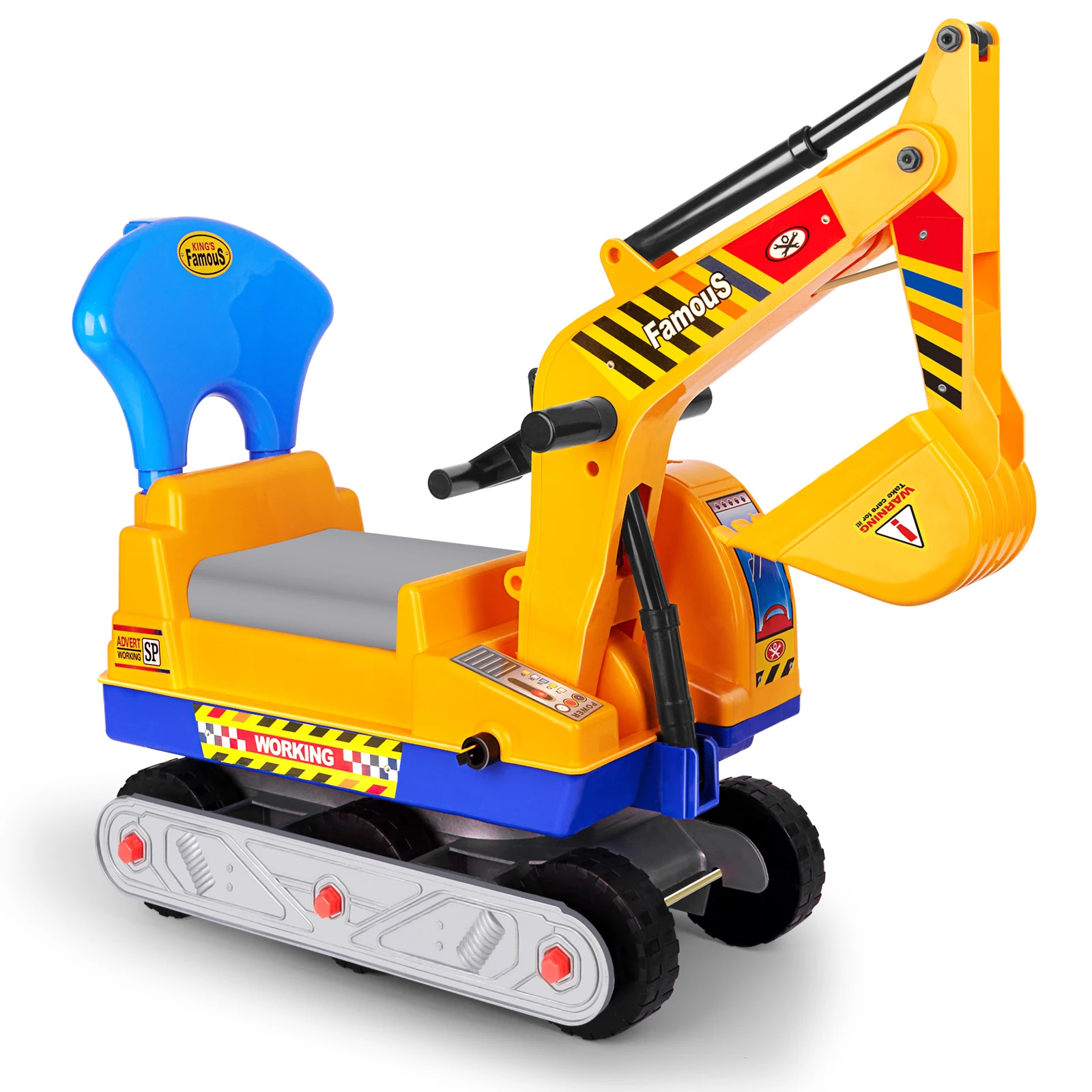 Ride-on Excavator Toy Tractor With Movable Excavator Arm, Mobile Skateboard Toy, Construction Truck Basket Storage, Toy Car