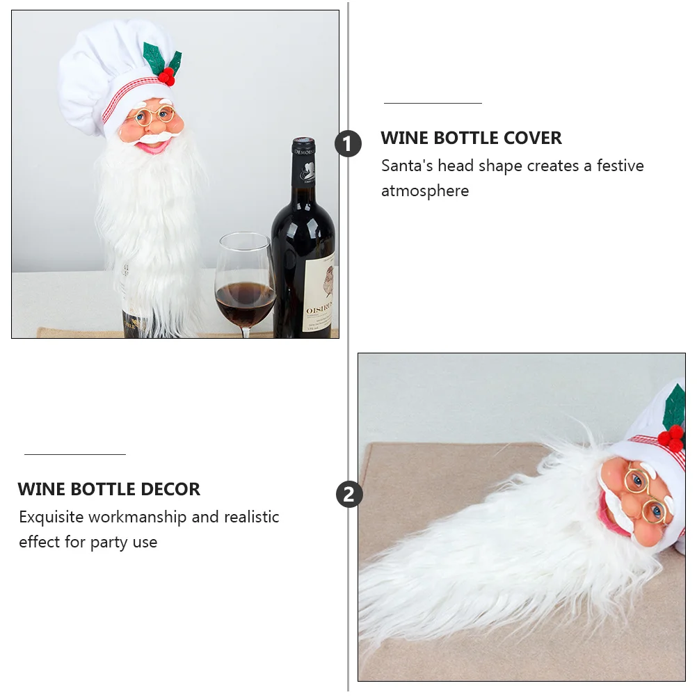 

Santa Head Shape Wine Bottle Cover Christmas Bottle Decoration For Xmas Wine Holder Festive Party Decor Kitchen Bar