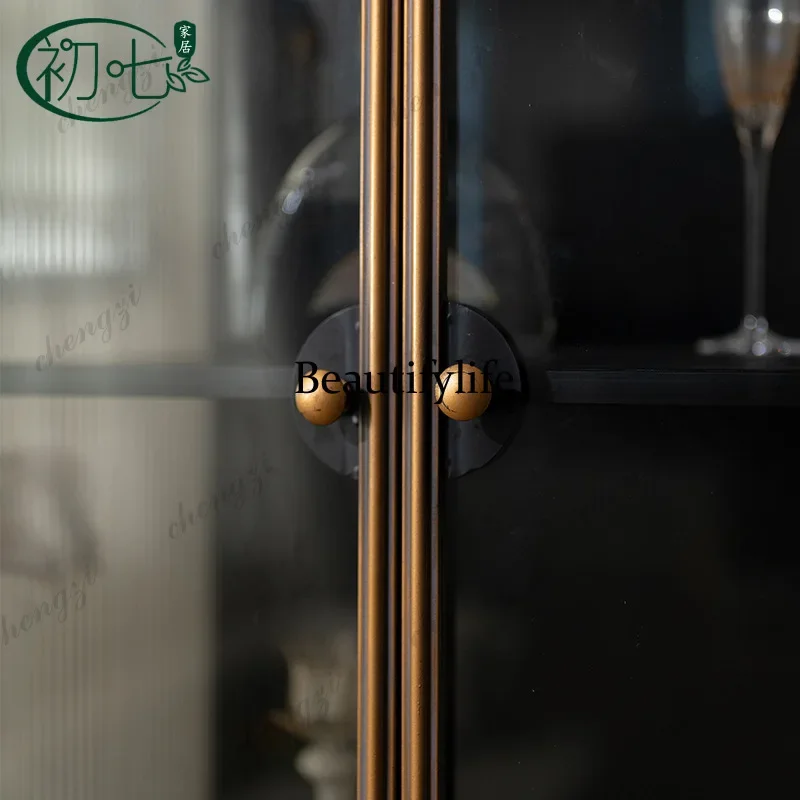 A52 American light luxury glass cabinet living room figure handicraft display cabinet industrial style multi-drawer storage cabi view 4