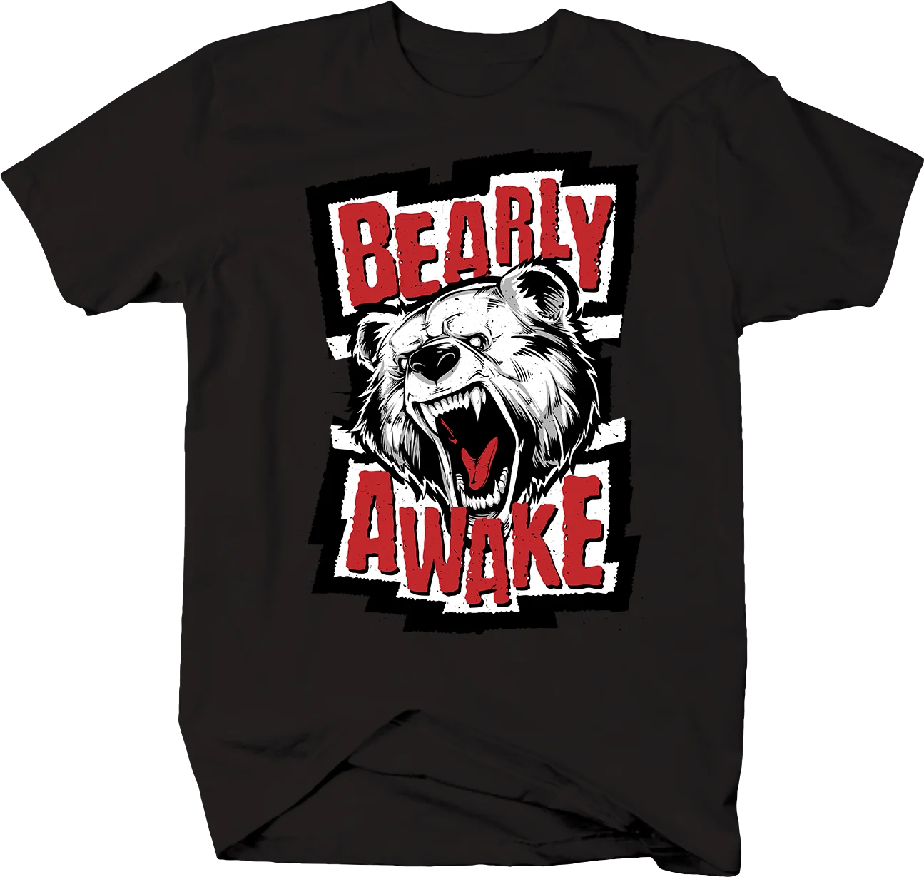 Funny Animal Pun Always Tired Bearly Awake Roaring Bear T Shirt New 100% Cotton Short Sleeve O-Neck T-shirt Casual Mens Top