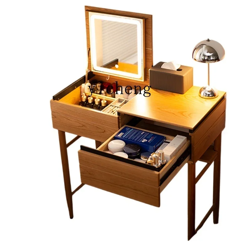 

ZZ flip dresser bedroom solid wood makeup table cherry wood two-in-one desk