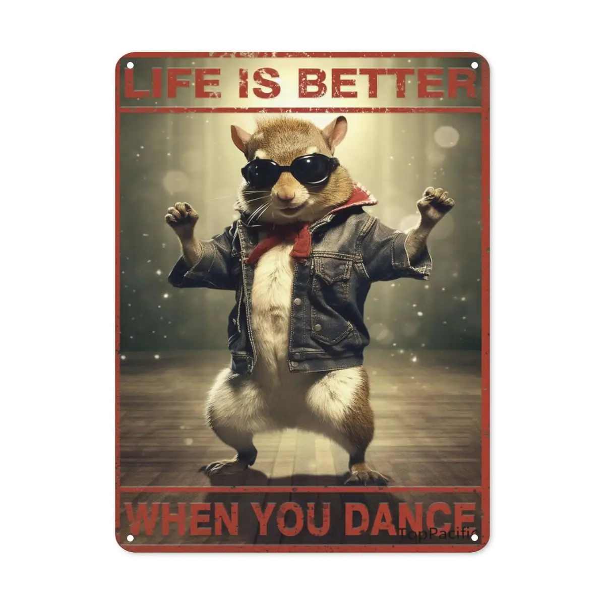 

Dancing Squirrel Life is Better When You Dance Antique Tin Sign Bar Poster Metal Wall Plate Vintage Tin Sign Wall Art Advertisin