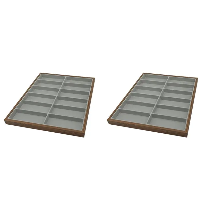 

【PRICE-DROP!】2X New 12 Grids Walnut Wooden Glasses Storage Rack Sunglasses Display Tray Eyewear Eyeglasses Storage Organizer Box