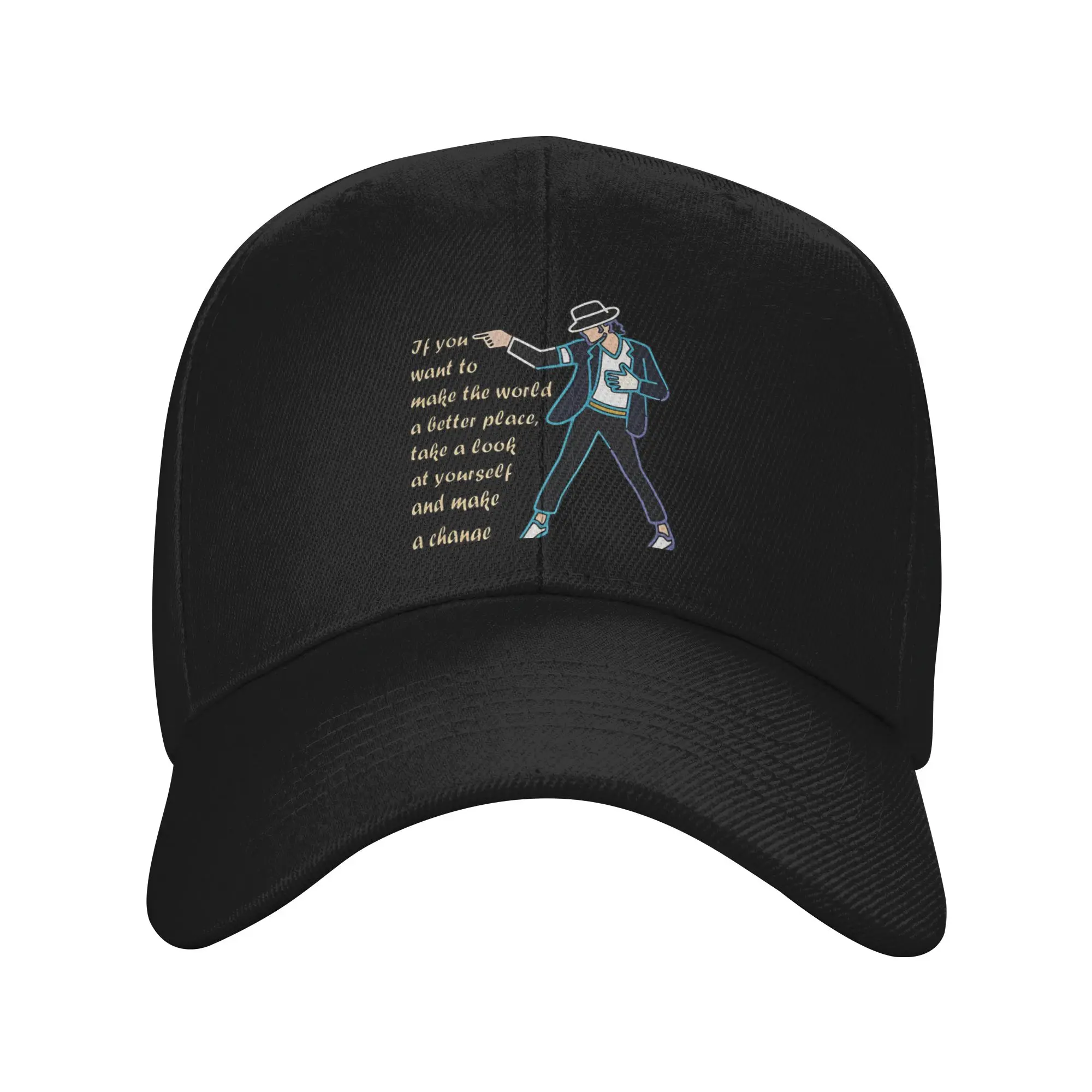Summer Michael Jackson Line Art Inspirational Quote Baseball Cap  Outdoor Gym Print Sun Hip Hop Hats Couple Women Baseball Caps