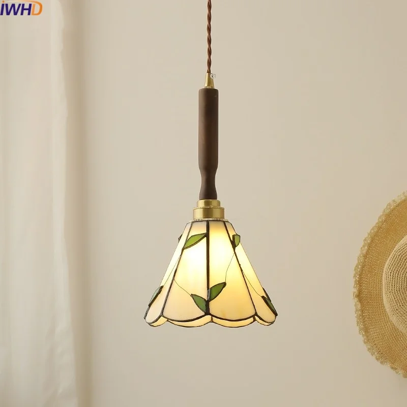 

IWHD Home Decor LED Pendant Lights For Bedroom Dining Room Kitchen Glass Copper Nordic Hanging Lamp Lustre Pendente