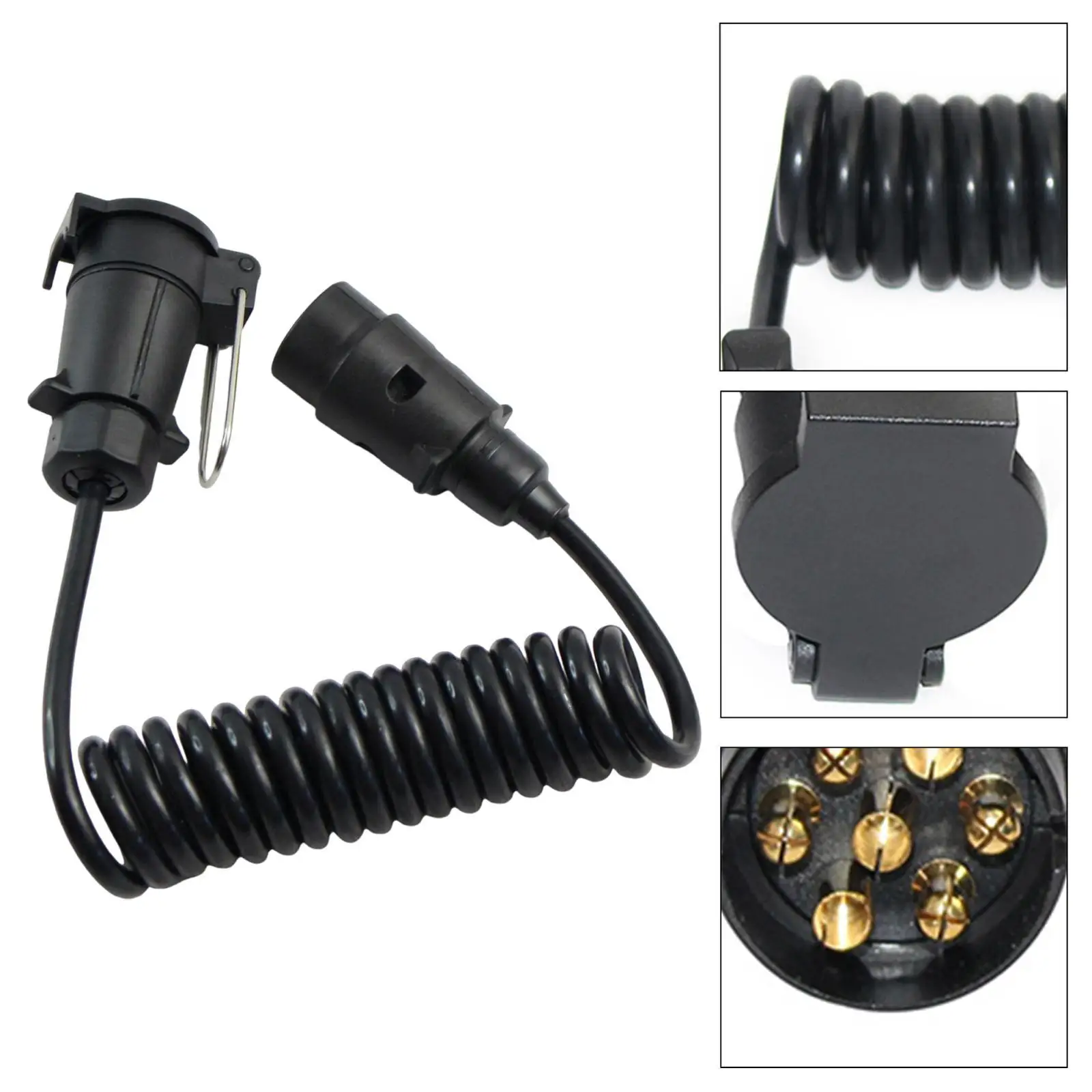 7 Pin Trailer Extension Cable Trailer Connector Replacement Easy to Install Parts Trailer Tow Wiring for Car Van RV Boat