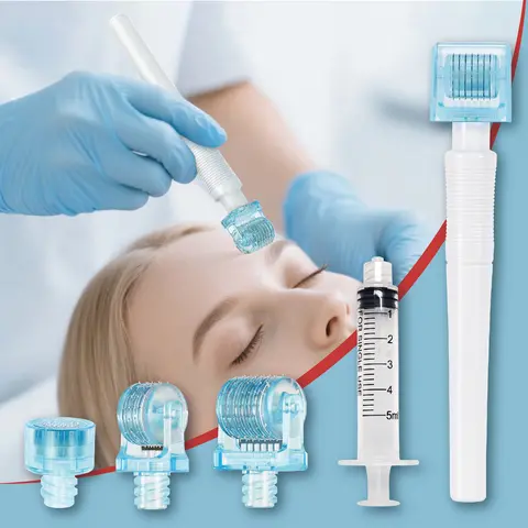3in1 Derma Roller Stamp Microneedle Derma Stamp 49Pin 64Pin 112Pin Replace Head Cartridge Tips Needle, Needle Length 0.20mm