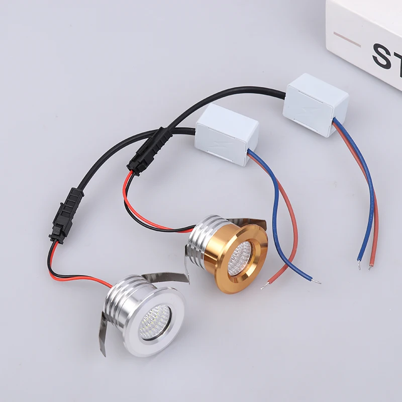 

Mini LED Spotlight Lamp Downlight COB 3W 220V/12V Jewelry Cabinet Light Black/White/Gold/Silver Finish Aluminum Cut Hole 30mm