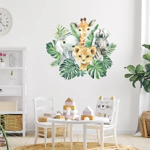 1pc von Cartoons Lion Lion Zebra Giraffe lächelnde Gesichtswandaufkleber für Kinderzimmer Dekoration Hausabschlüsse der Wand 10 Hauptverkaufskönig King Leao - №4