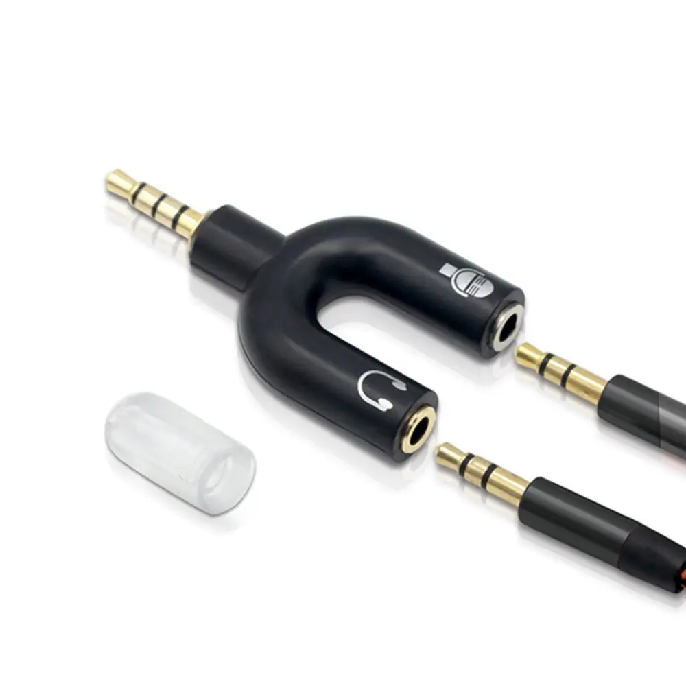 3,5 mm Kopfhörer-Mikrofon-Splitter-Adapter, U-förmig, Stereo, 3,5 mm, 1 bis 2, Audio-Splitter-Adapter für PS4, PC, Laptop, Ohr-Headset-Kabel – Detail 3