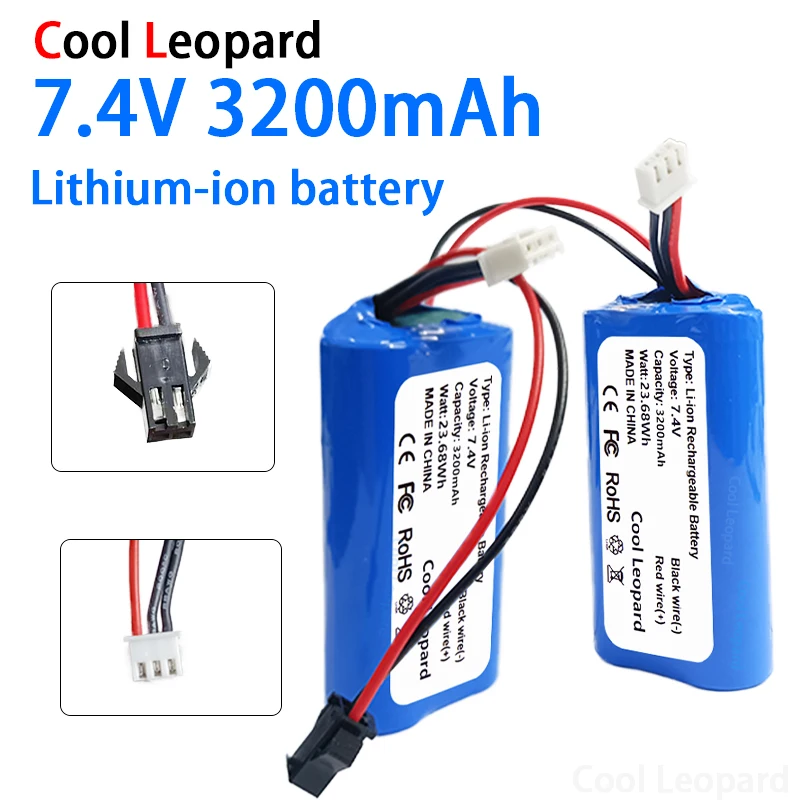 

2S1P 7.4V 18650 Lithium Ion Battery Pack 3200mAh,For 10428/12428/12423 Remote Control Car Spare Parts Rechargeable Battery