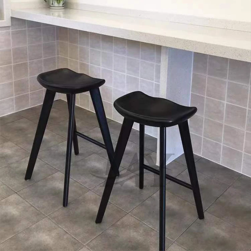 yyhcNordic Upholstered Nature Color Dining Kitchen Modern Counter  Bar stools For Restaurant Solid Wood High Bar Stools