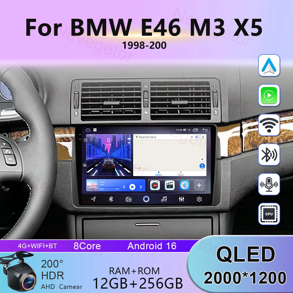Head Unit BT For BMW E46 M3 X5 1998-2006 Android 16 Auto Radio GPS Navigation Touch Screen Multimedia Player Stereo No 2din DVD