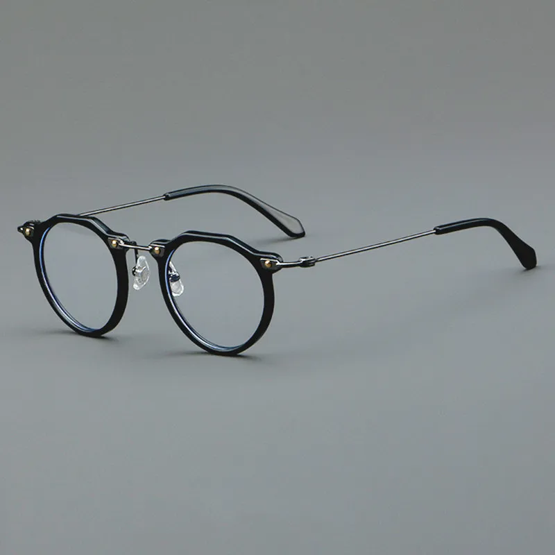 Designer hand-made ultra-light pure titanium glasses frame retro optical acetate glass frame can be equipped with prescription g