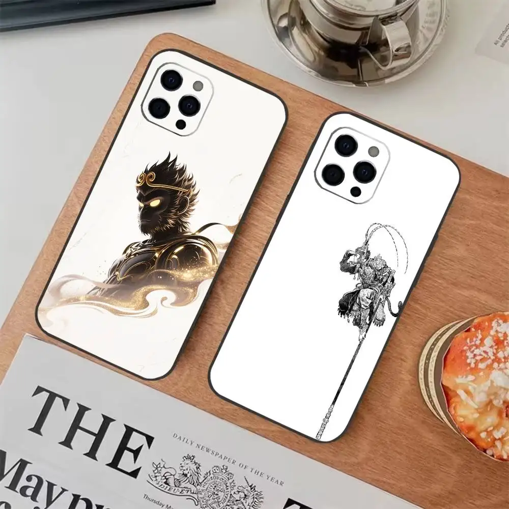Mythical Monkey King Wukong Soft Black Shockproof Case For IPhone 17,16,15,14,13,12,11,XS,Plus Pro Max