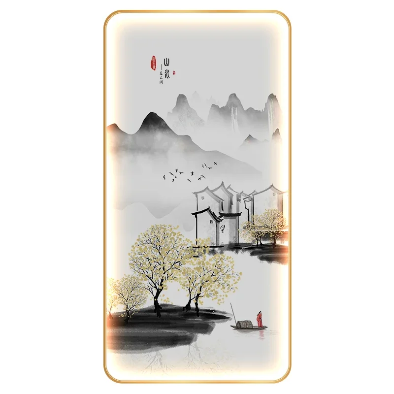 Modern Crystal Porcelain LED Wall Lamps - Exquisite Landscape Mural Lights with Lustre for Corridor, Teahouse & Living Room