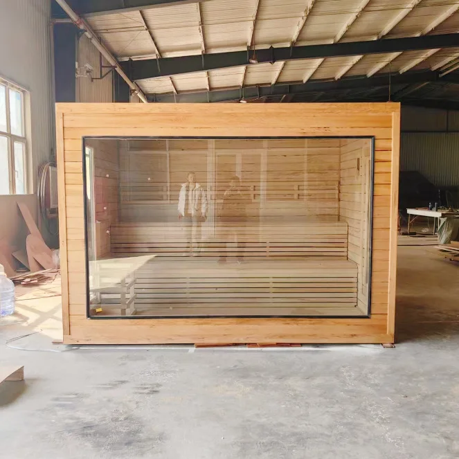 Modern and stylish outdoor hemlock outdoor square sauna steam room