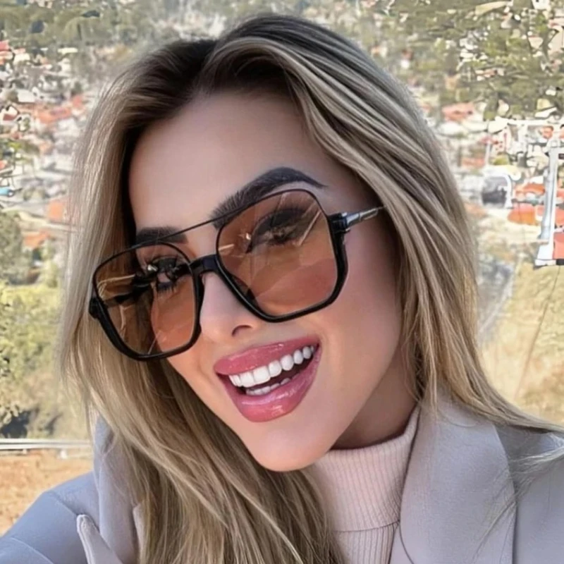 

New Oversized Vintage Sunglasses for Women Semi-Rim Fashion Glasses Luxury Brand Design Trending ViraStyle Men Square Sunglasses