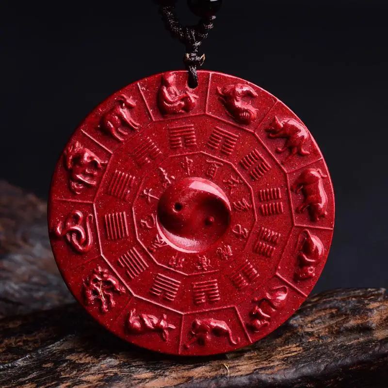 Cinnabar Purple Gold Sand Taoist Nine Palace Gossip Pendant Promoted To Official Birth Year Zodiac Protector Necklace Pendant