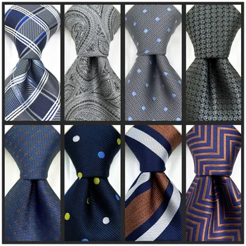 Mavi Erkek Kravat Ipek Kahverengi Kravatlar Erkekler için Düğün Konuk Hediye Klasik Gri Parti Noel Dropshipping