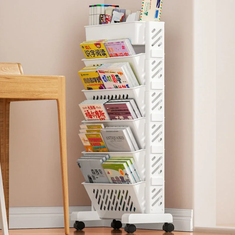 

Simple Movable Book Shelf on Wheels Creative Storage Bookcase DIY Bookshelf Display Stand Home Decoration Book Organizer