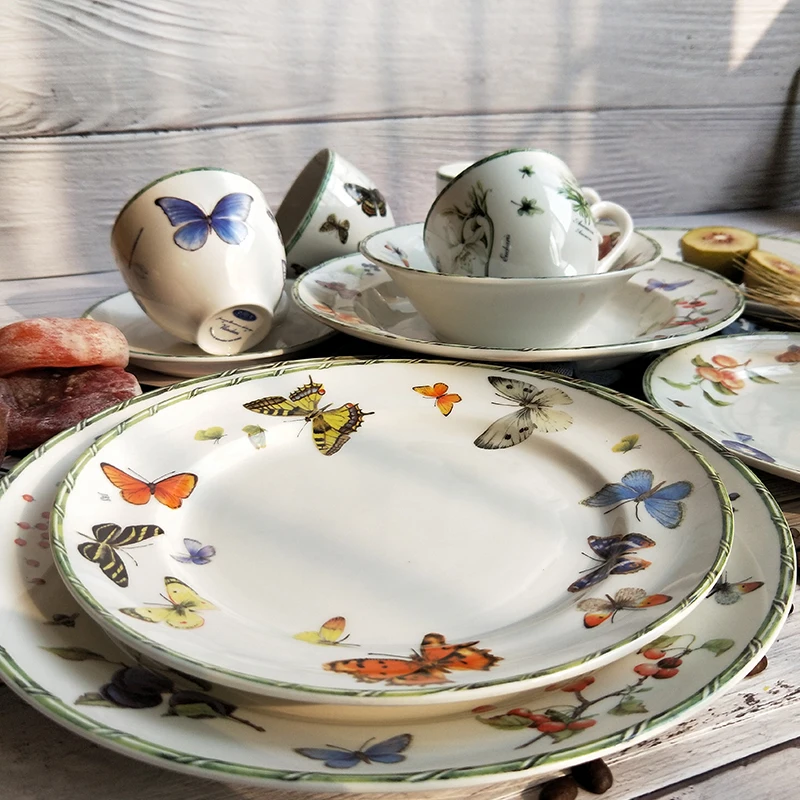 

British original single tableware set export household ceramic flat plate fish rice bowl dish cup