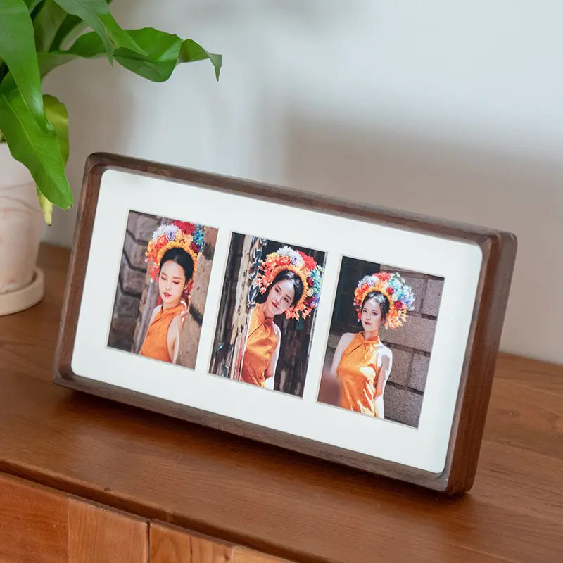 Black Walnut Picture Frame Solid Wood Mortise Tenon Hanging Frame Premium DIY Photo Display for Living Room Personalized Gifts