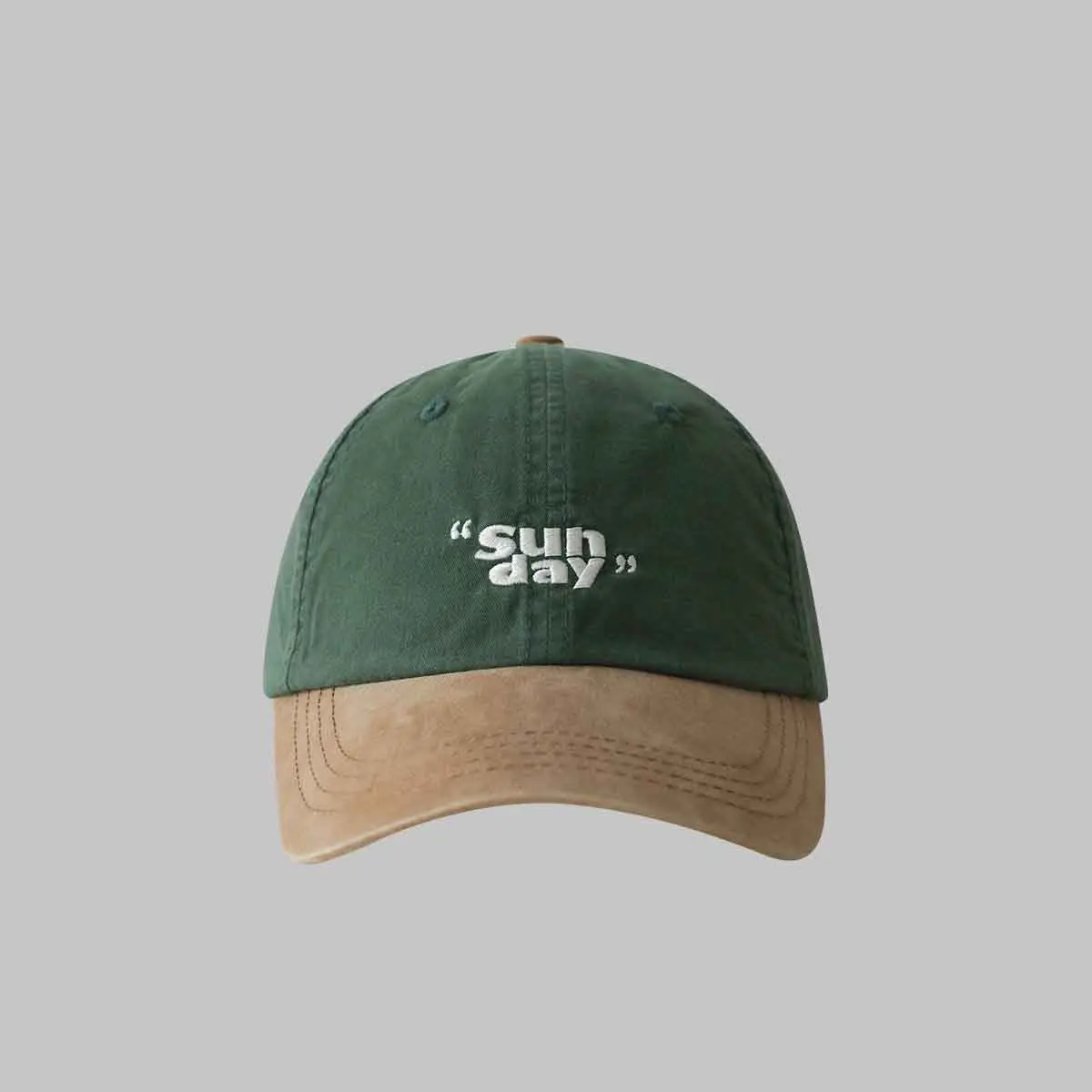 Two Tone Washed Cotton Baseball Cap "Sunday" Embroidery Soft Dad Hat Women Men Outdoor Casual Sun Protection Hat - view 5