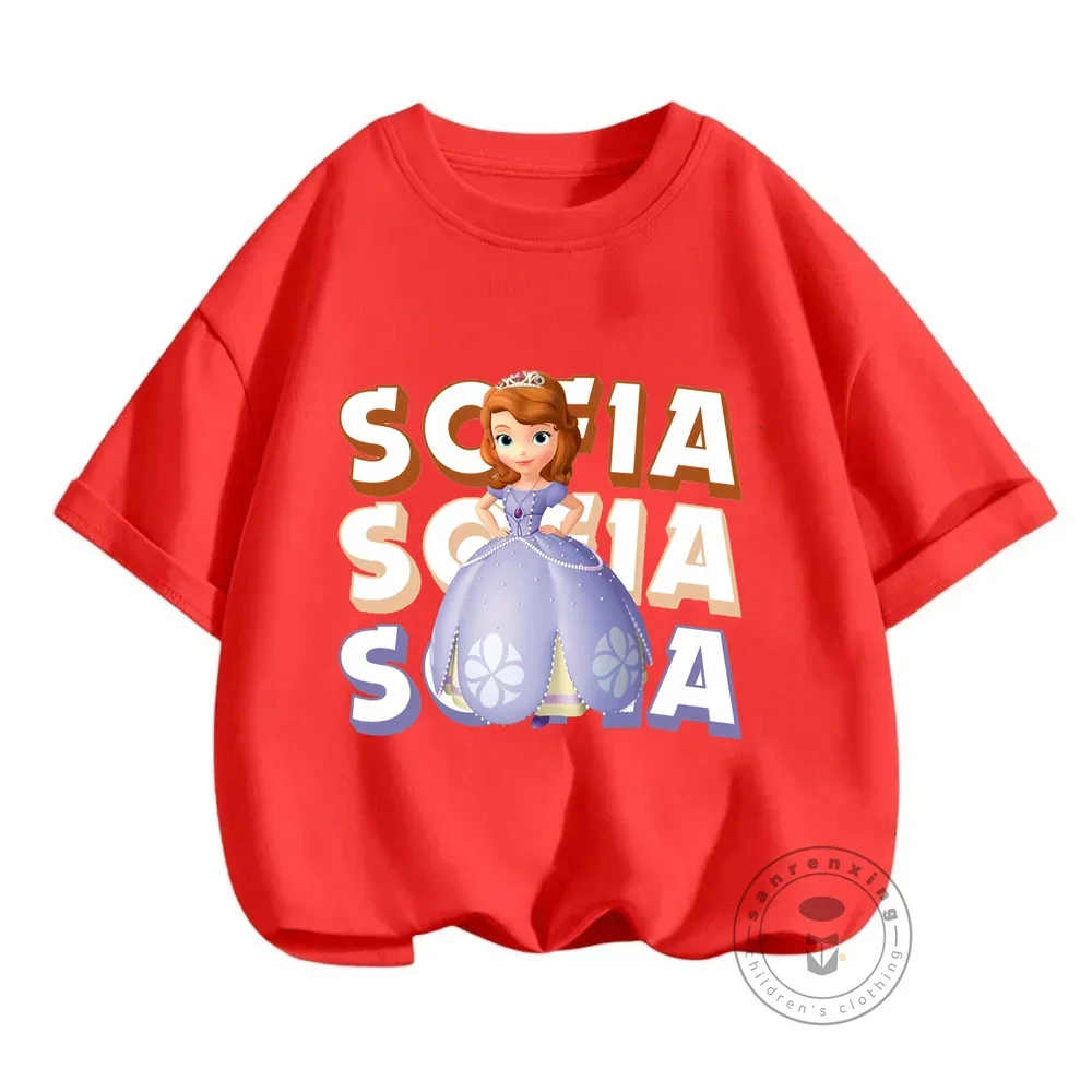 Sofia The First Anime Children\'s Clothing Short-sleeved T-shirt Children 2024 Boys and Girls T Shirt Trend Fashion Streetwear