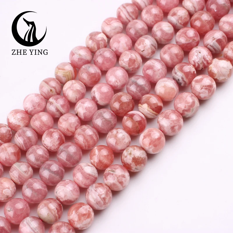 AAAAA Natural Stone Rhodochrosite Beads Argentinian Round Loose Spacer Beads 6/8/10mm For Jewelry Making DIY Bracelets Accessory