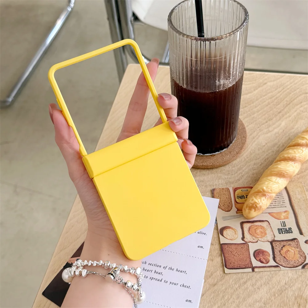Solid Color Macaron Phone Case for Samsung Galaxy Z Flip 7 FE 6 5 4 3 Flip7 Flip6 Flip5 Hinge Protective Hard Shell Cover