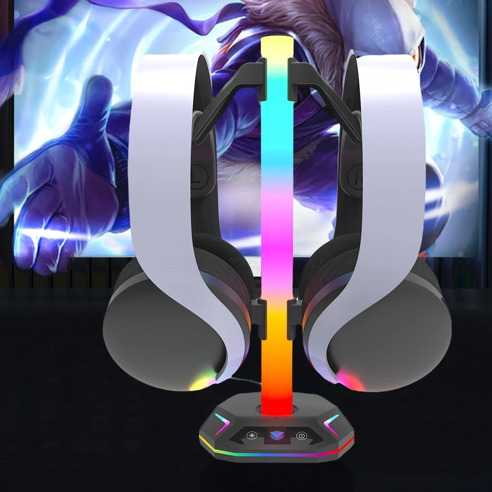 RGB headphone stand with lighting mode desktop controller stand hook gaming headphone stand