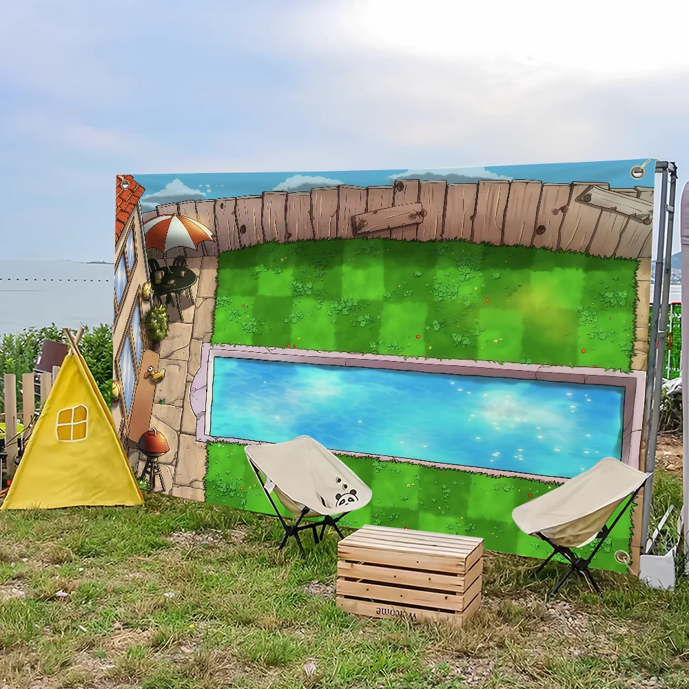 لعبة P-Plants vs Z-Zombies العلم للتخييم في الهواء الطلق بار نزهة ديكور المنزل والحفلات الحلي راية #1