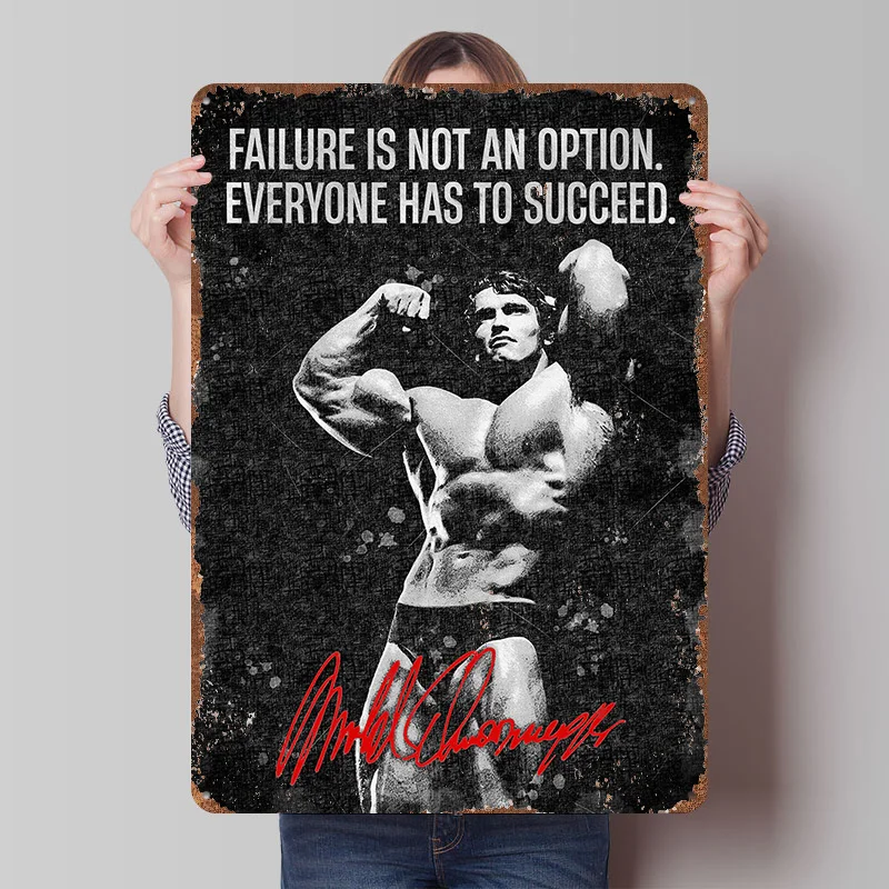 Arnold Schwarzenegger Motivational Printed Posters Customizable Wall Art Retro Vintage Metal Tin Signs for Home Room Desk Decor